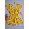 Women Casual Jumpsuits Yellow Polka Dot Jumpsuits Manufactory